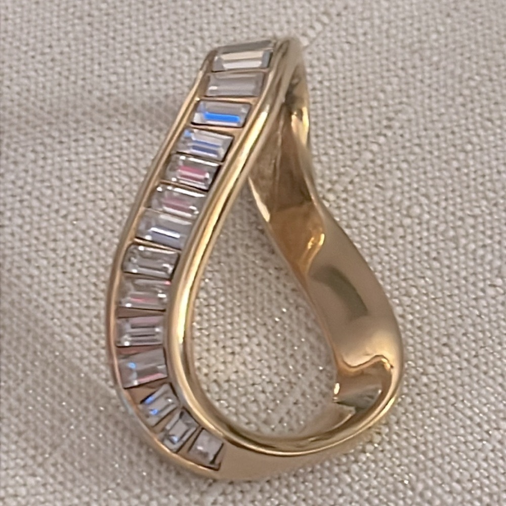 Vintage SWARVOSKI BAGUETTE/GOLD SLIDE PENDANT